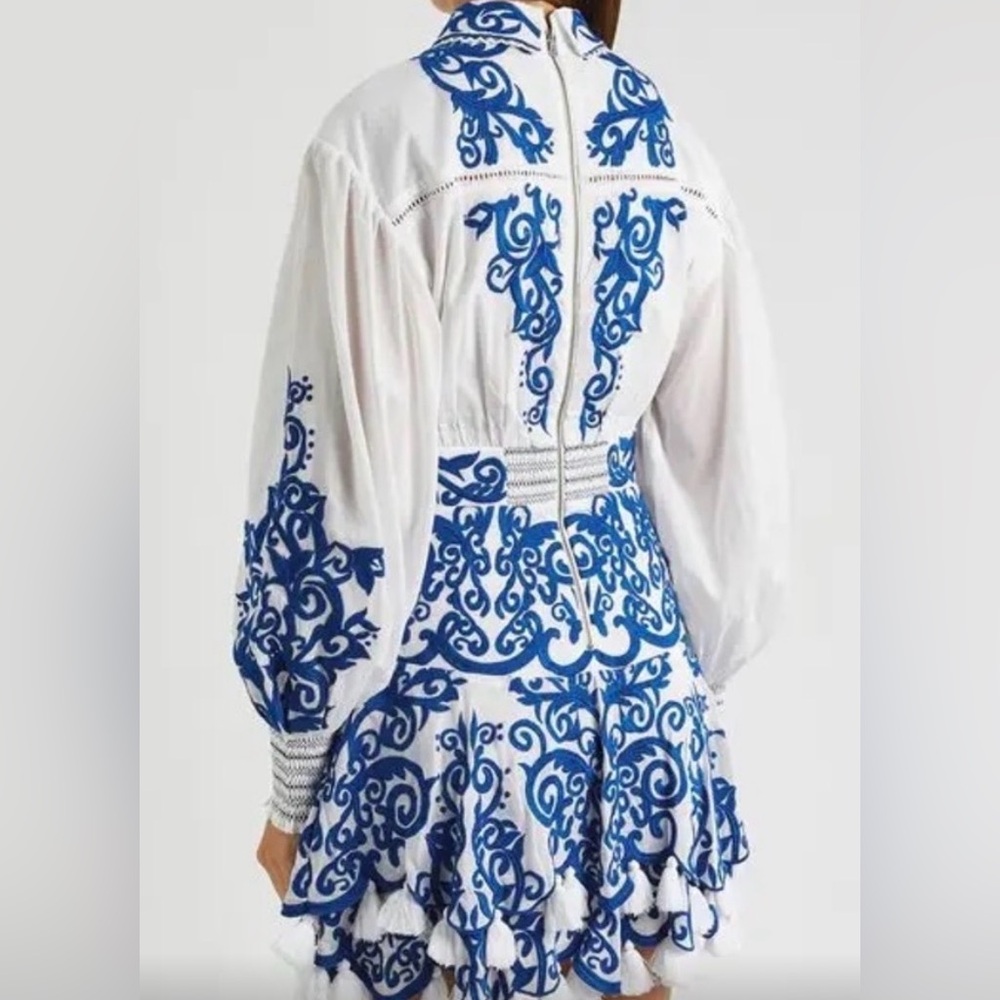 Alice+Olive Embroidered Blue and White Dress - Picture 16 of 16